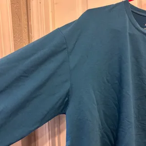 Nike Yoga Dri-FIT Wmns Large Teal Oversized Long Sleeve Top Gold Glitter Swoosh‎ thumbnail 5