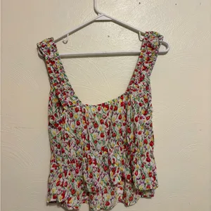 Urban Outfitters Red and White Ruffled Smocked Tank Top thumbnail 8