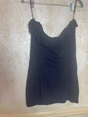 Free People Fawn Embellished Smocked Tulle Tube Top Black Glam Grunge Sz M thumbnail 3