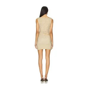 Lioness Mini Dress Women XXS Travertine‎ Golden Hour Bodycon Distressed Print thumbnail 3