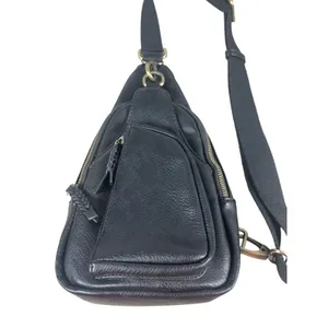 Antik Kraft Black Leather Sling Backpack Crossbody Bag Convertible Travel Purse thumbnail 5