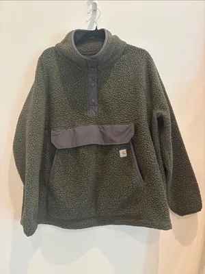 Carhartt Women’s Fleece Jacket Green Quarter Snap Size 1X thumbnail 2