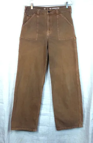 GAP Carpenter Jeans Womens 29x29 Brown High Rise Straight Wide Leg Utility thumbnail 1
