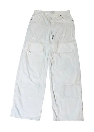 Agolde Size 27 Jeans White Cream Tanis Utility Jean 100% Cotton Cargo Wide Leg thumbnail 1