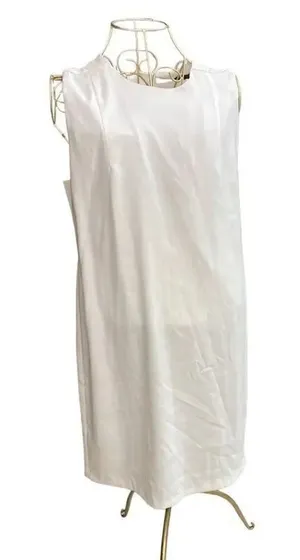 Zara Basic Sleeveless Shift Dress NWT Size M White thumbnail 1