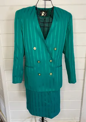 Executive Collection Vintage Teal Pinstripe Suit thumbnail 1