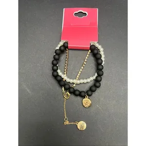 New! Isaac Mizrahi New York 3 Stack Bracelet Set Faux Pearl Beads Gold Chain thumbnail 3