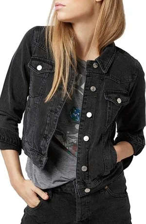 Topshop Cropped Jean Jacket thumbnail 1