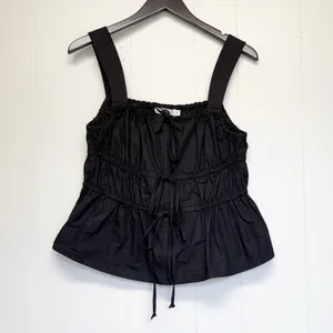 NWT SALTED HOUSES Boutique Black Sleeveless Bow Tie Top Medium thumbnail 4