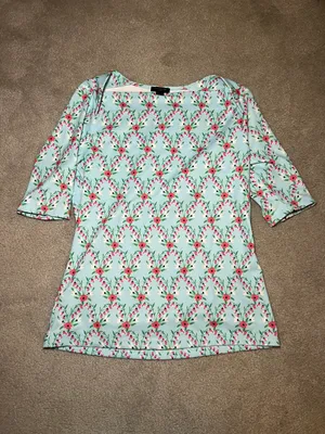 Floral Refined Stretch Envelope Neck Top Blouse Petite Size XS thumbnail 2