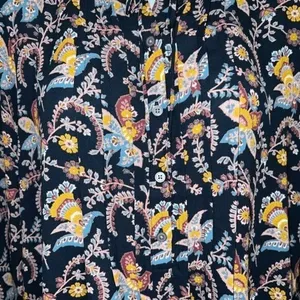 LOFT Long‎ Sleeve Ruffle Trim Pleated Front Paisley Print Blouse NWT Size Small thumbnail 6
