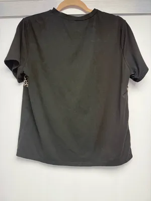 Black Tee with Tan and Leopard Stripe Size L thumbnail 2