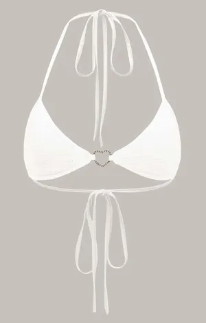 SHEIN ICON Rhinestone Heart Ring Backless Halter Top in White, Size S​​​​​​​ thumbnail 1