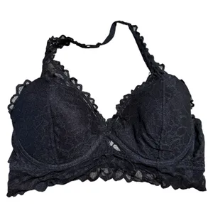 Victoria's Secret Black Halter Lace Bralette Bra Size Large thumbnail 1