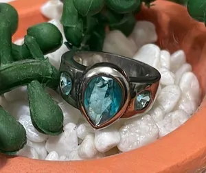 💍💍💍2/40💍💍💍Silver Ring with Blue Gemstones thumbnail 1