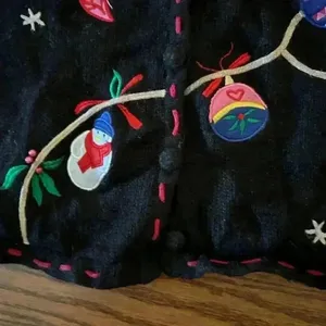 Vintage PAPPAGALLO CHRISTMAS SWEATER Embroidered Ornaments Bright Size Small thumbnail 4