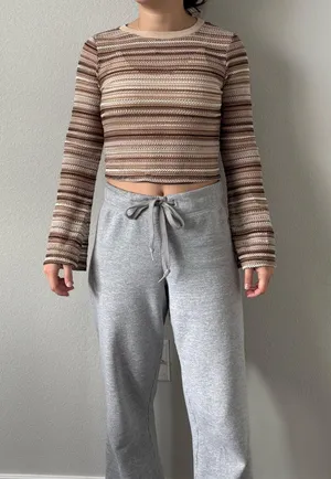 Almost Famous Brown and Cream Striped Long Sleeve thumbnail 1
