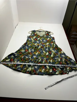 Toad & Co. Womens Floral Tiered Sleeveless Dress Blue Green Large Summer Pockets thumbnail 8