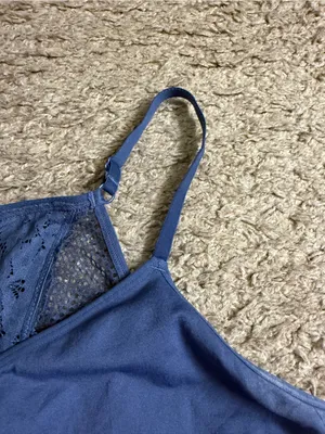 Cacique Cornflower Blue Lace X Crossover Back Bralette - size 14/16 thumbnail 2