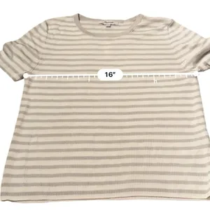 Madewell Micro-Rib Short Sleeve Striped Sweater Tee in‎ Monument Sz M NEW thumbnail 8