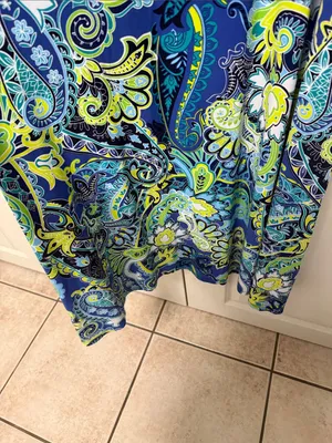 Attitudes by Renee Blue & Green Paisley Off-Shoulder Maxi thumbnail 4