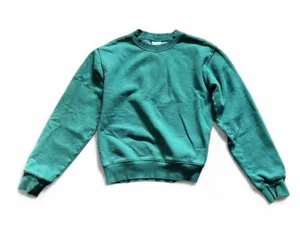 Aritzia TNA Cozy Fleece Perfect Crew neck Sweatshirt Size XXS Forest Green thumbnail 1