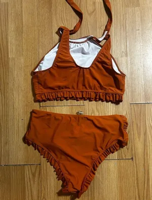 Women’s XL Chocolate Ruffle high waisted Bikini Set NWOT thumbnail 4