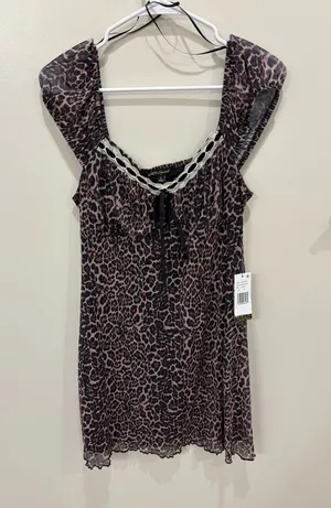 Honey Sparkle cheetah dress Brown Size L thumbnail 1