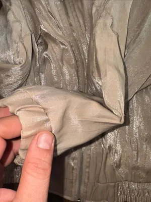 Vintage 80s 90s East West Shiny Metallic Taupe Bomber Jacket S thumbnail 16