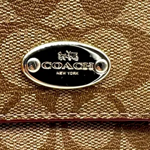Coach brown leather signature Charlie C snap wallet pink interior A1532 … thumbnail 16