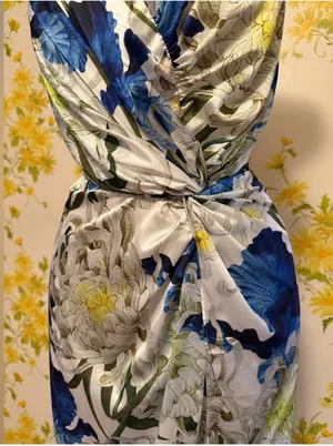 Luxxel NWT Strapless Blue Floral Maxi Dress size L thumbnail 6