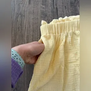 Mable Waffle Gauze Cotton Yellow Shorts thumbnail 5