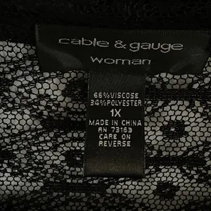 Cable Gauge Woman 1X Black Lace Duster Cardigan‎ Open Front Grandmacore Grunge thumbnail 3