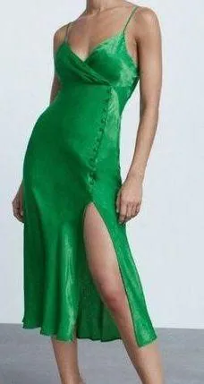 ZARA Green Midi Dress thumbnail 1