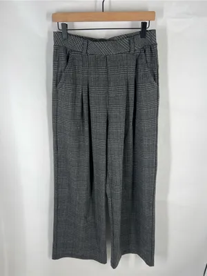 Halara High Rise Wide Leg Plaid Pants Gray Stretch Pull On Size M thumbnail 2