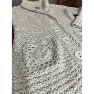 Mac & Jac Chunky Knit Cardigan Long Sweater Coat Cream L Boho Cozy thumbnail 6