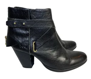 B.O.C. By Born Richardson Black Leather Heeled Ankle Boots Women’s Size 6 thumbnail 1