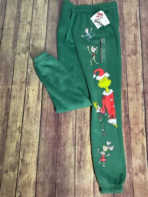 🆕 Dr. Seuss The Grinch Evergreen Fleece Sweatpants Size XS Dark Green NWT thumbnail 4