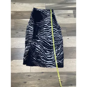 Nicola Chiffon Maxi Skirt Size L Black Cream Animal Print Pleated Detail thumbnail 5