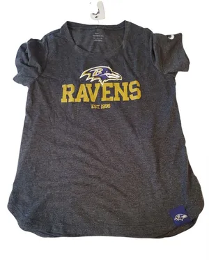 Nike Ravens Baltimore Women's Heather Gay Fashion Tri-Blend T-Shirt Size:S thumbnail 1