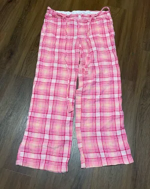 PINK VICTORIA SECRET PLAID PATCH Y2k logo adjustable pants fall casual rare thumbnail 1