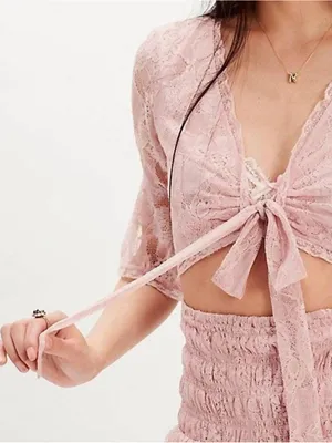 Free People Lala Lace Mini Dress Pink Dawn Size S NWT thumbnail 2