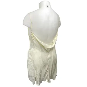 For Love & Lemons Cream Silk Satin Sleeveless Lace Cowl Cami Tank Mini Dress XL thumbnail 2