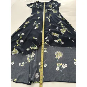 Free People Lost in You Navy Floral Midi Dress Hi Low Size M Western Romantic thumbnail 4