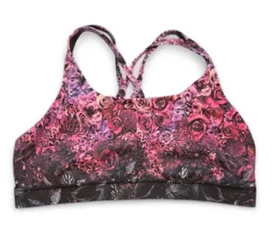 lululemon athletica Black Sports Bra with Pink Floral Straps thumbnail 1