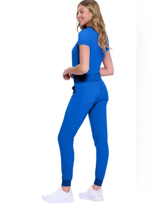 Natural Uniforms Womens Cool Stretch Modern nurse Cna Yoga Jogger Scrubs BLUE XS thumbnail 2