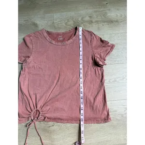 AERIE Cropped Keyhole Top short sleeve Burnt Orange/Rust distressed size M thumbnail 8