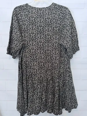 Universal Threads Black and White Puff Sleeve Mini A- Line Dress Size L NWT thumbnail 4