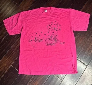 Crewneck t-shirt 100% cotton casual dog dachshund Barbie pink boho lounge cute thumbnail 1