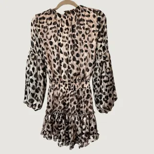 Buddy Love Zozo Leopard Print Metallic Mini Dress Smocked Waist XS CG4275 thumbnail 3